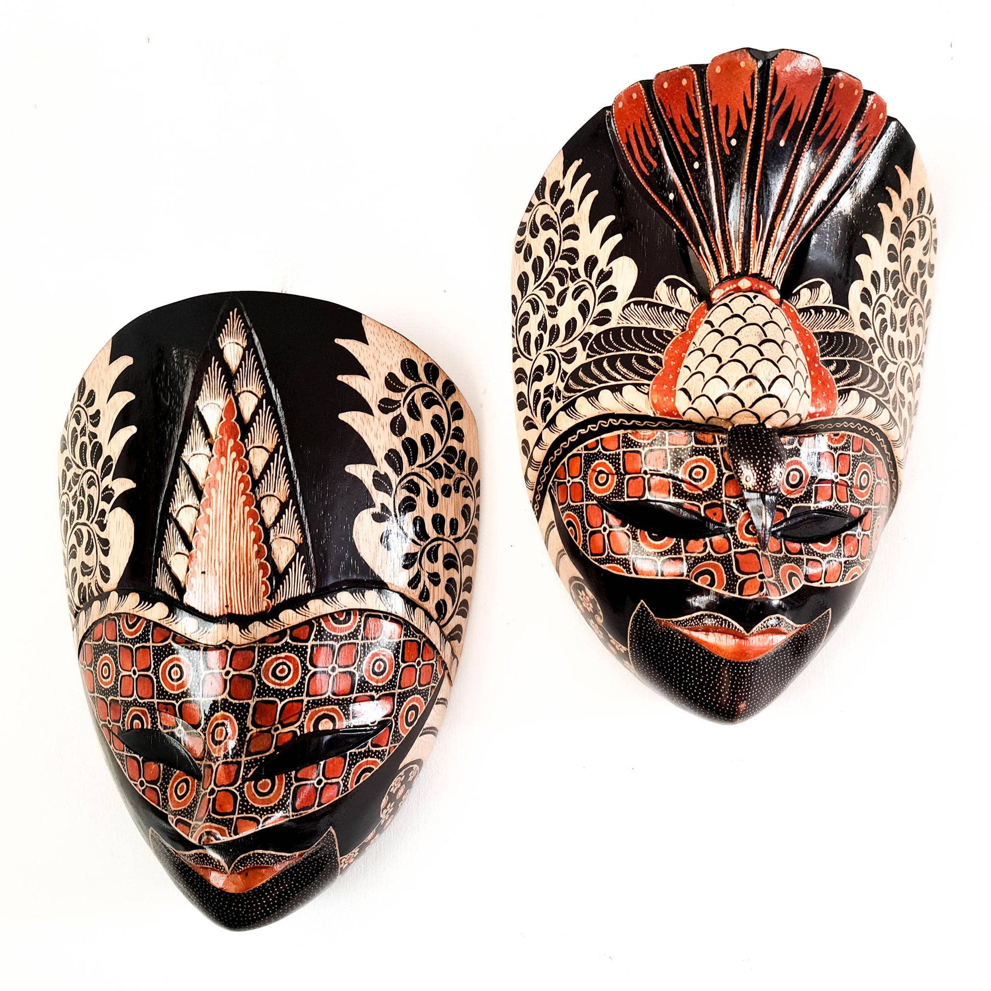 Hand Carved Hand Painted Batik Mask - Decorative Wall Art Perfect Gift Sculpture