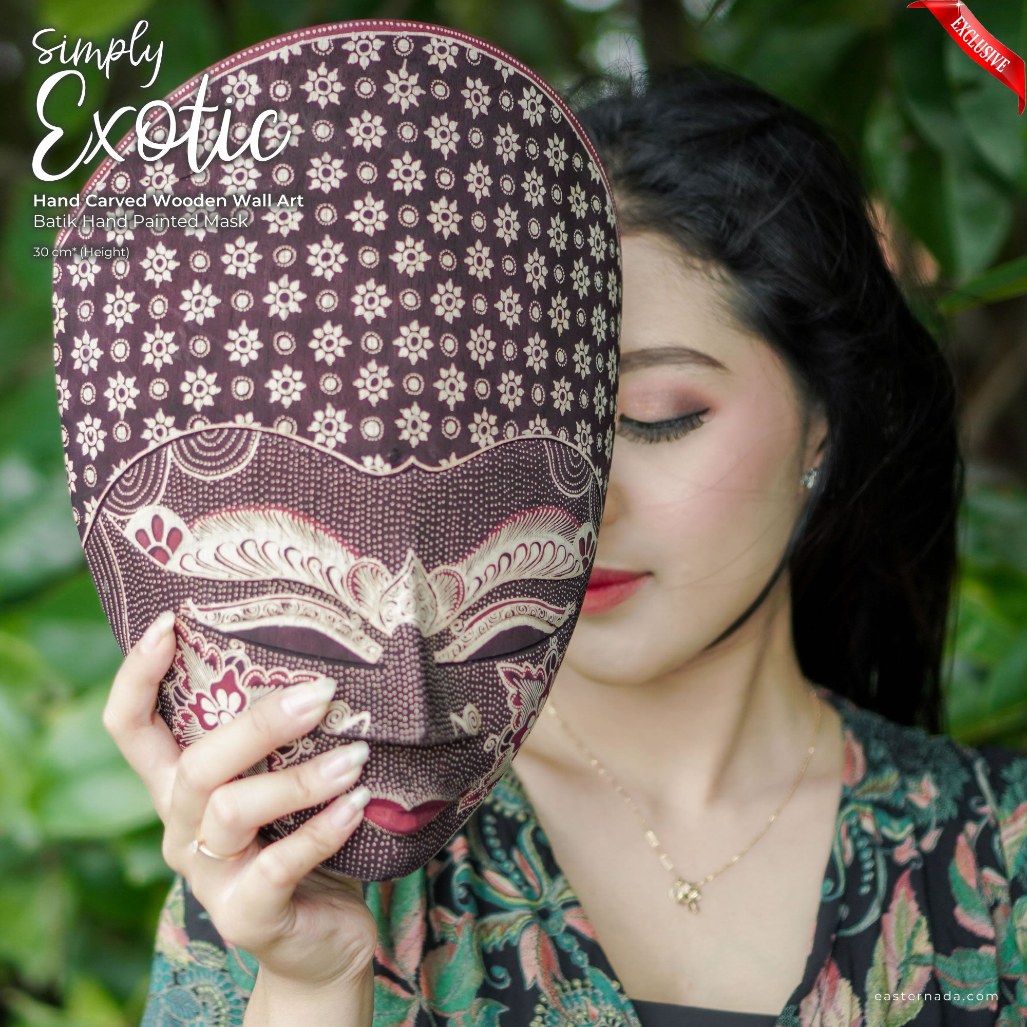 Hand Carved Hand Painted Batik Mask - Decorative Wall Art Perfect Gift Sculpture