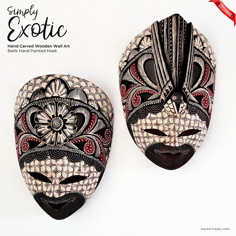 Hand Carved Hand Painted Batik Mask - Decorative Wall Art