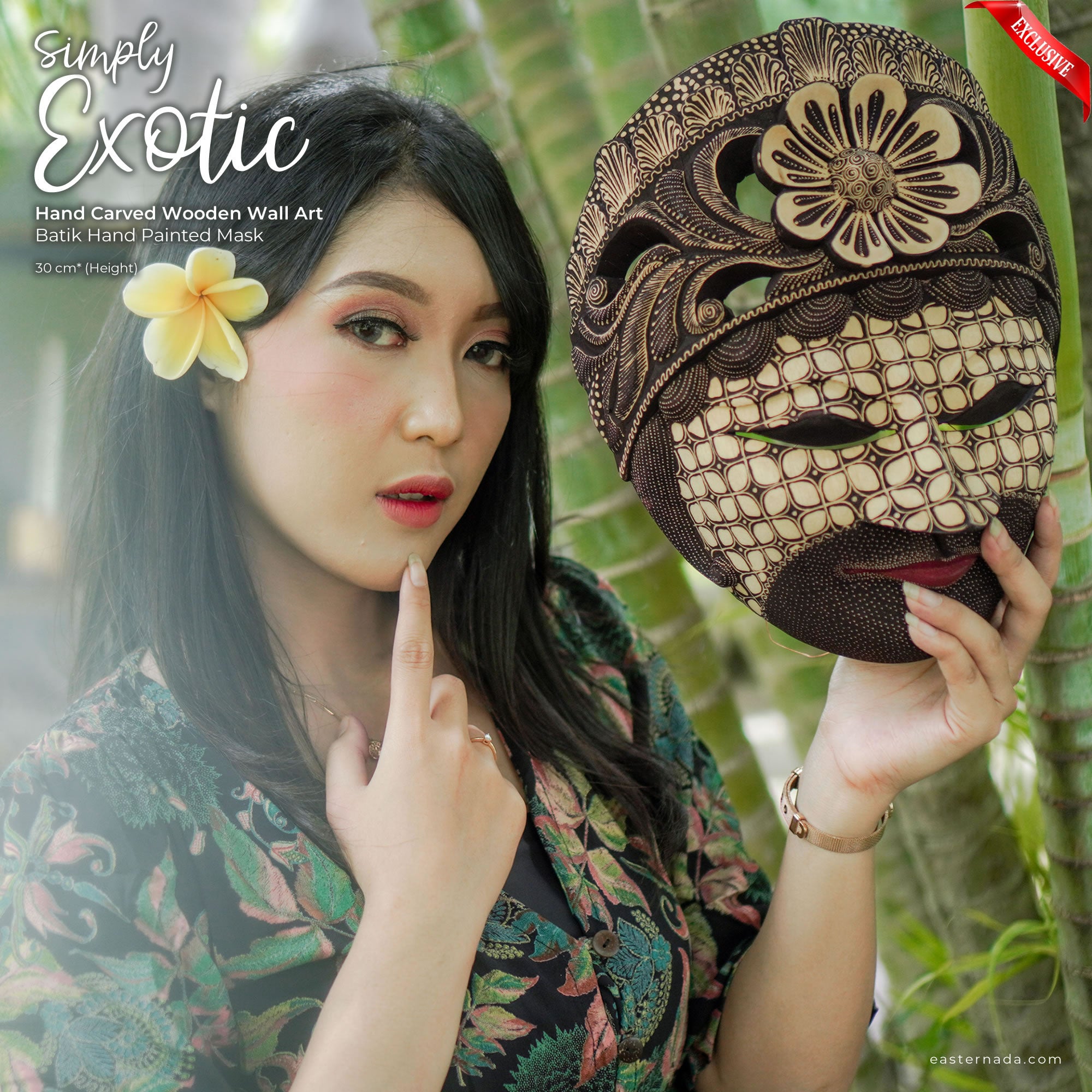 Hand Carved Hand Painted Batik Mask - Decorative Wall Art Perfect Gift Sculpture