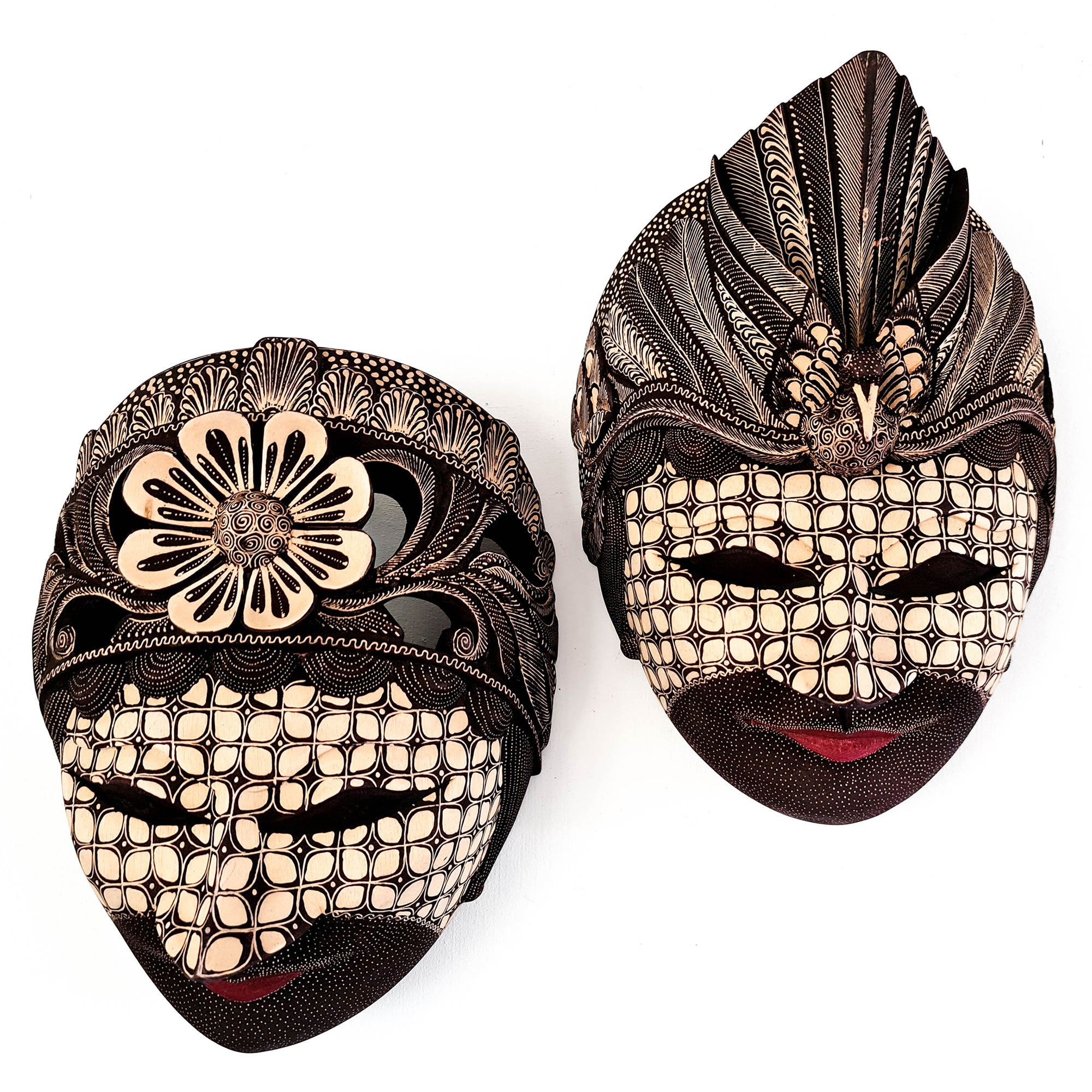 Hand Carved Hand Painted Batik Mask - Decorative Wall Art Perfect Gift Sculpture
