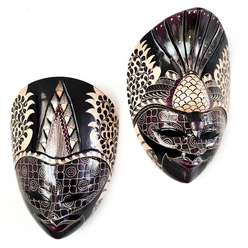 Hand Carved Hand Painted Batik Mask - Decorative Wall Art Perfect Gift Sculpture