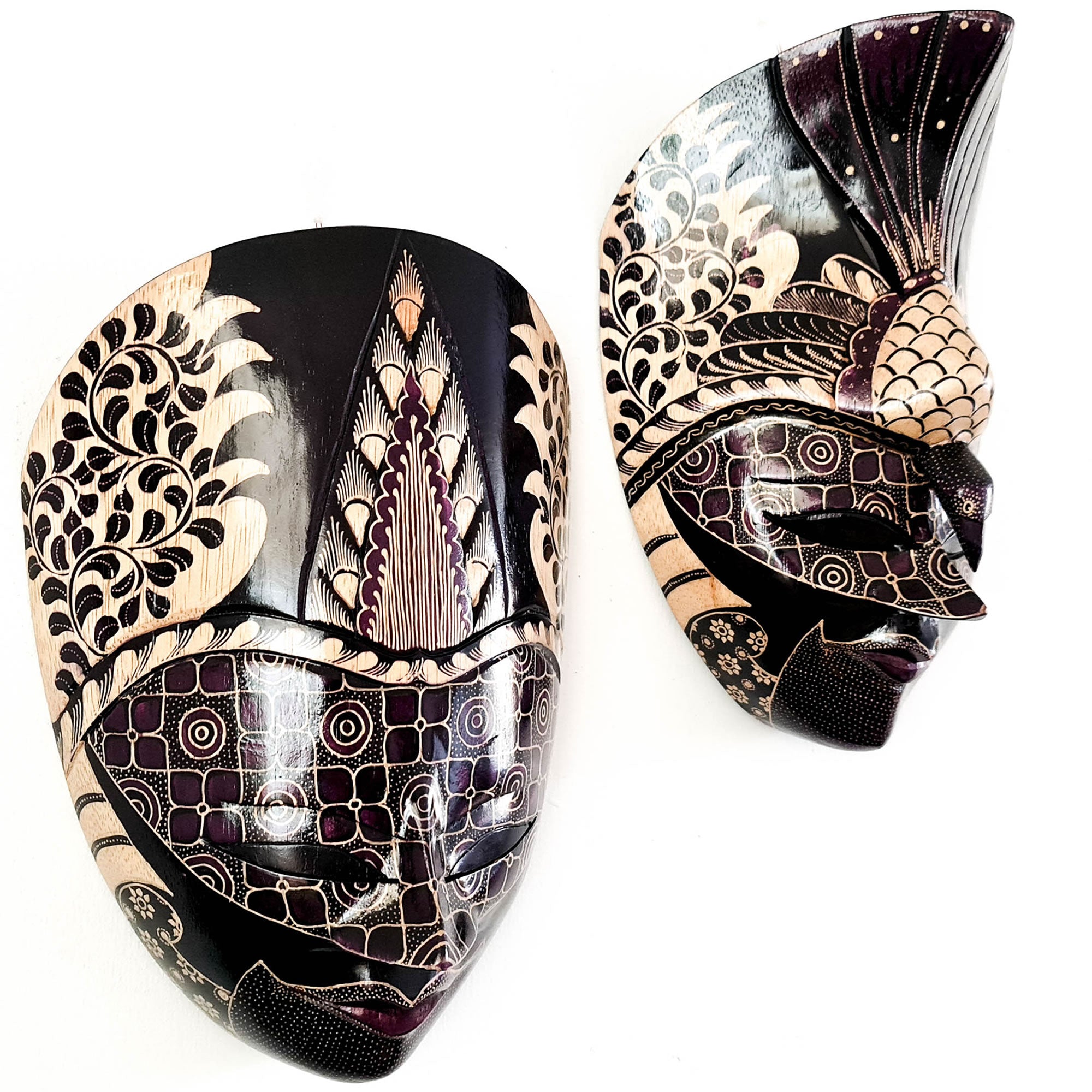 Hand Carved Hand Painted Batik Mask - Decorative Wall Art Perfect Gift Sculpture