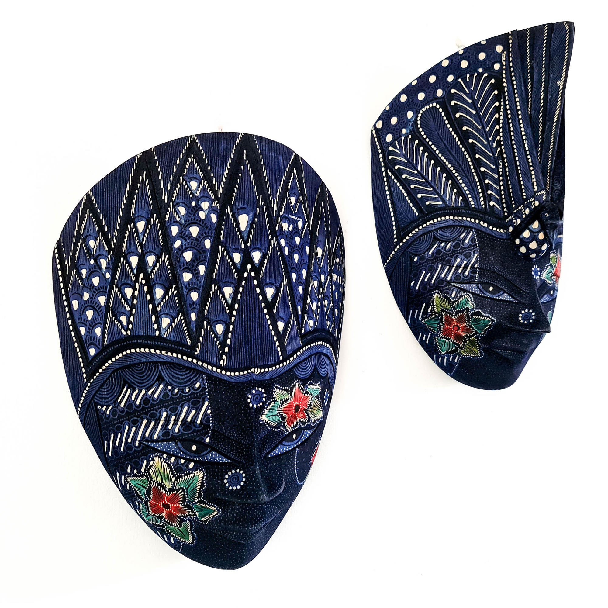 Hand Carved Hand Painted Batik Mask - Decorative Wall Art Perfect Gift Sculpture