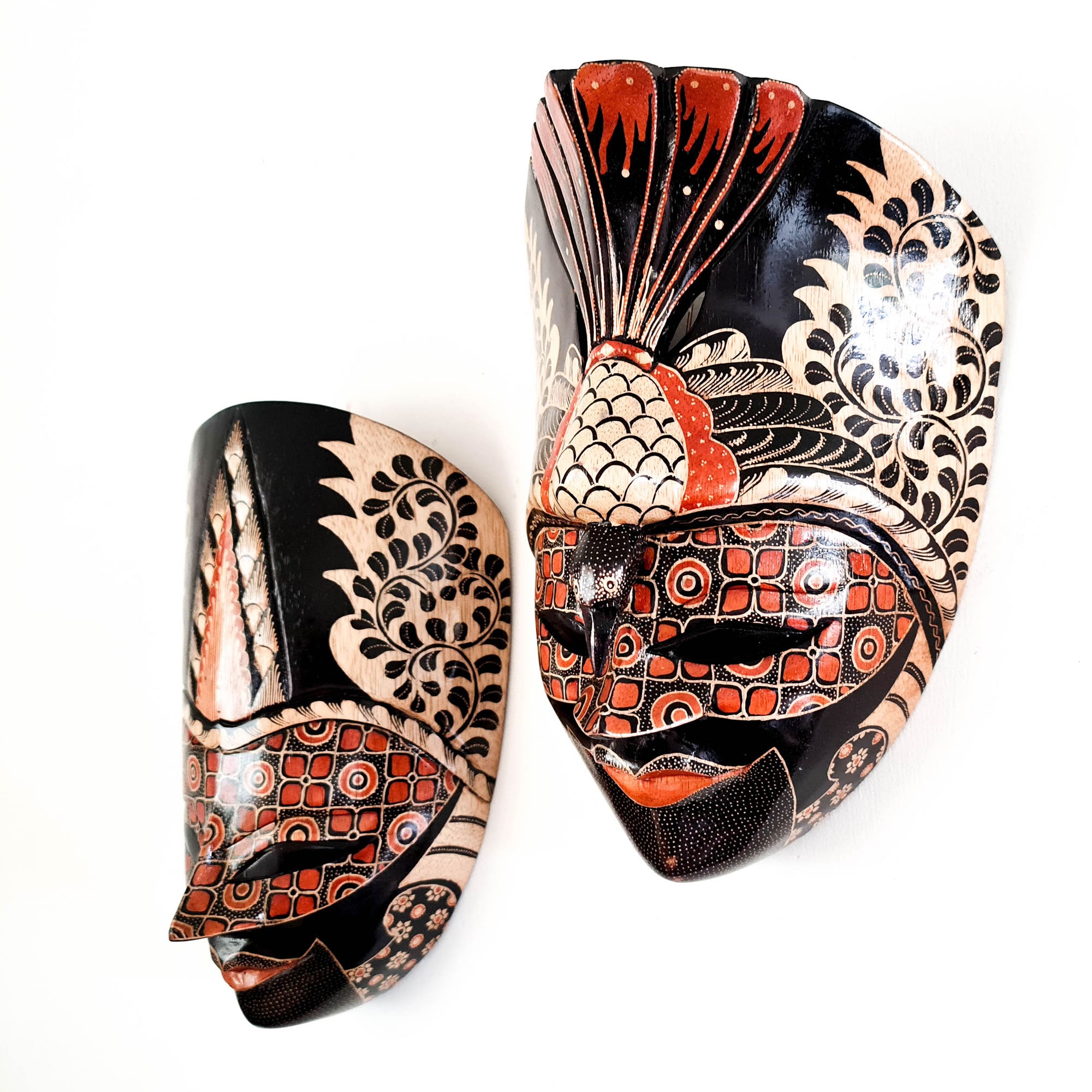 Hand Carved Hand Painted Batik Mask - Decorative Wall Art Perfect Gift Sculpture