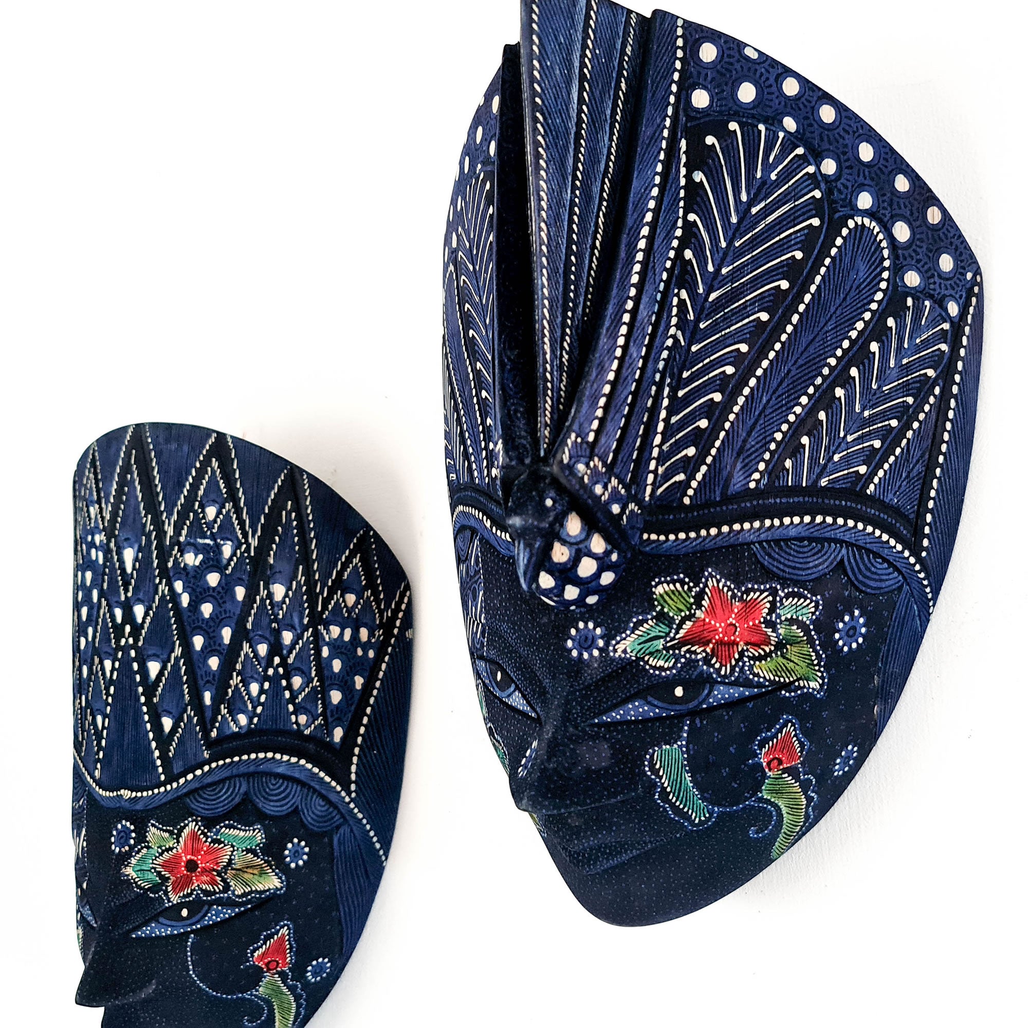 Hand Carved Hand Painted Batik Mask - Decorative Wall Art Perfect Gift Sculpture