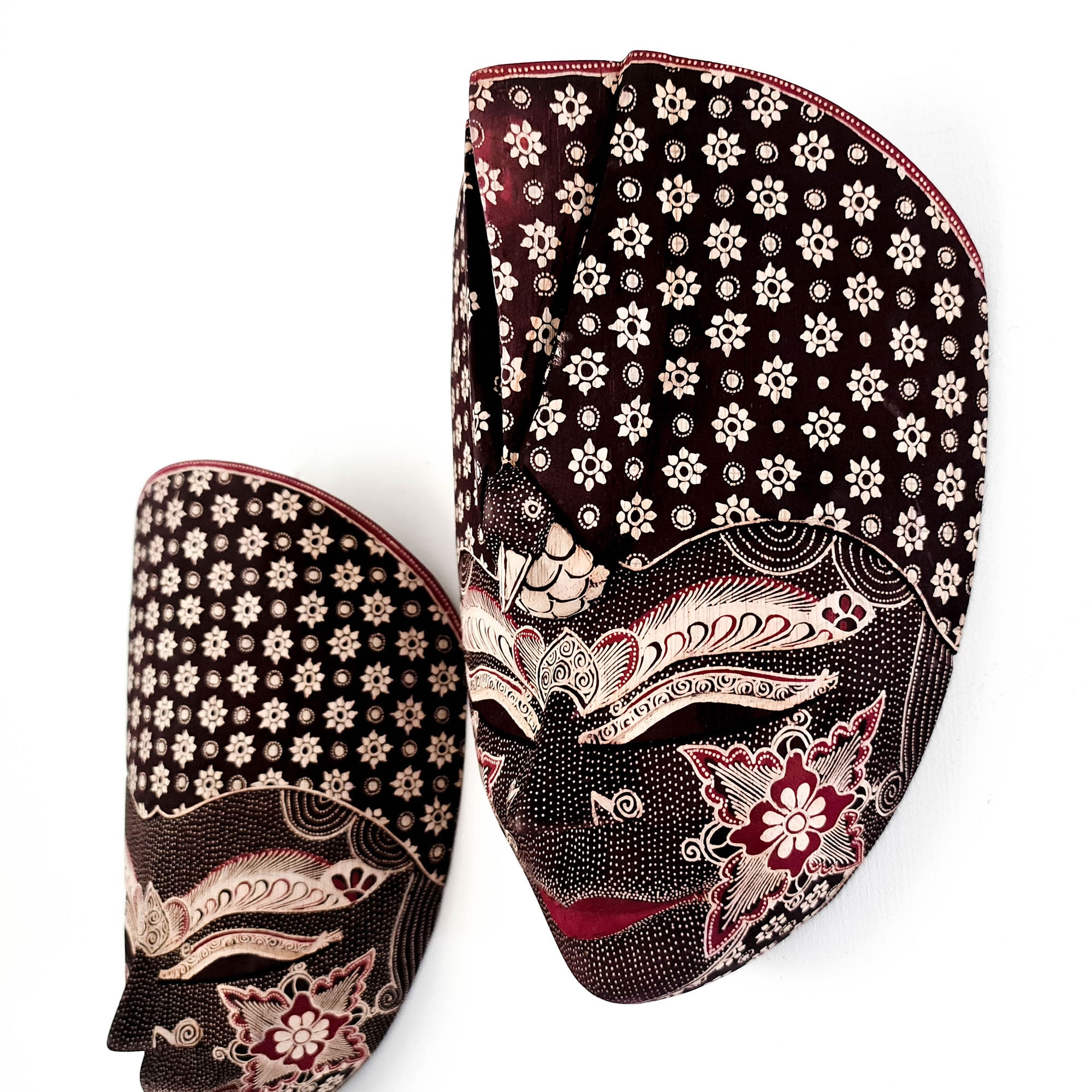 Hand Carved Hand Painted Batik Mask - Decorative Wall Art Perfect Gift Sculpture