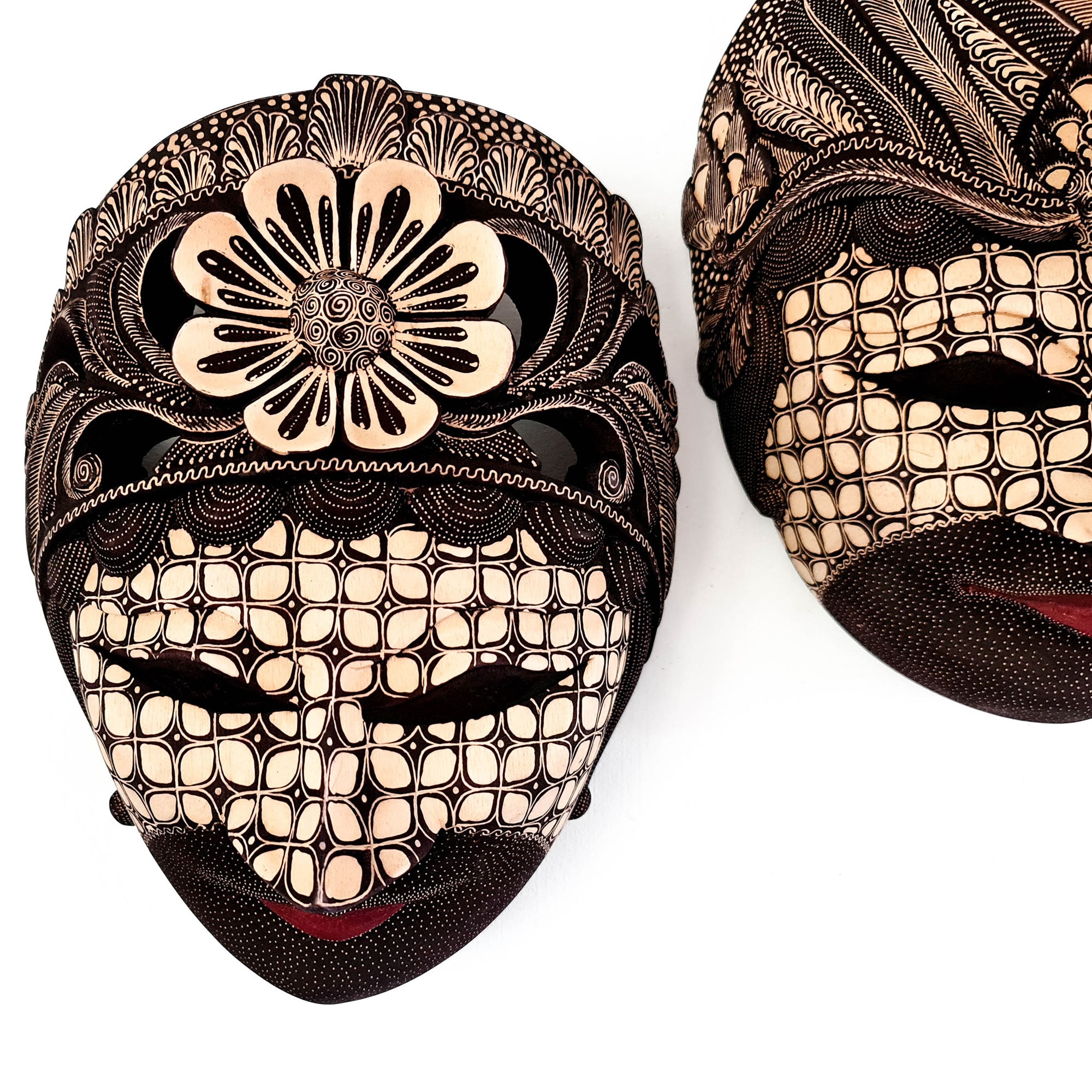 Hand Carved Hand Painted Batik Mask - Decorative Wall Art Perfect Gift Sculpture