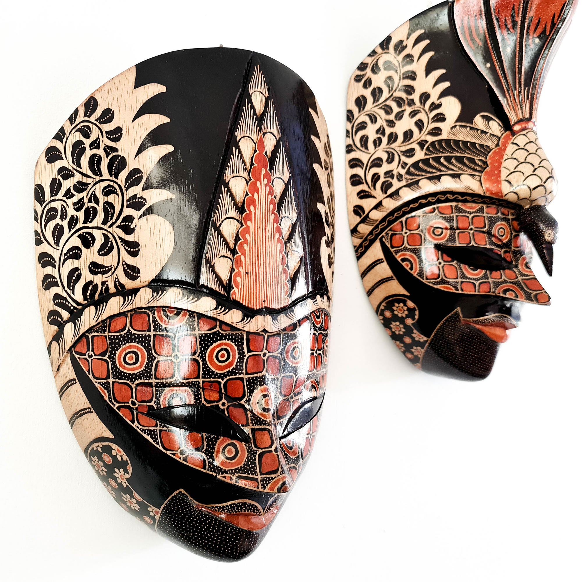 Hand Carved Hand Painted Batik Mask - Decorative Wall Art Perfect Gift Sculpture
