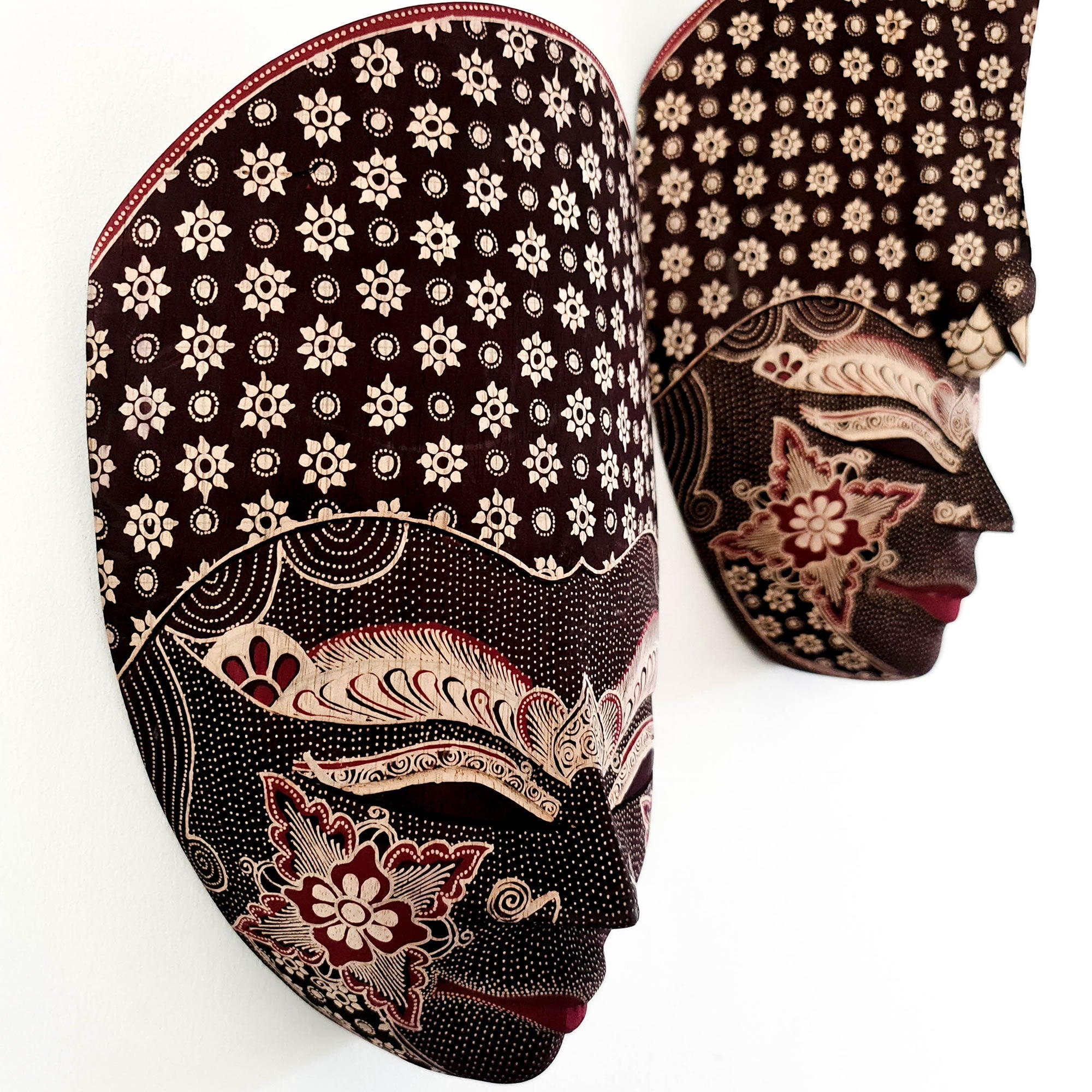 Hand Carved Hand Painted Batik Mask - Decorative Wall Art Perfect Gift Sculpture