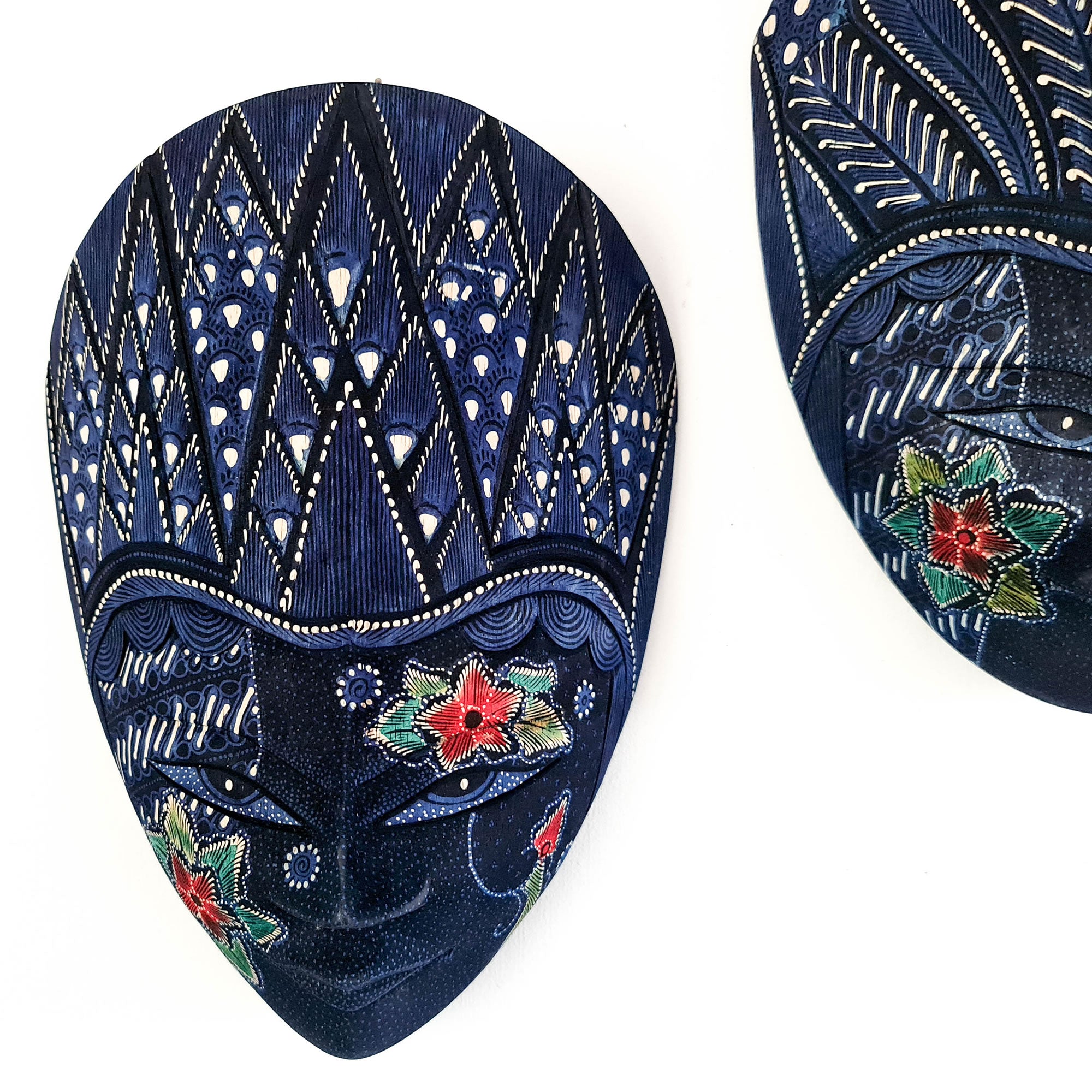 Hand Carved Hand Painted Batik Mask - Decorative Wall Art Perfect Gift Sculpture
