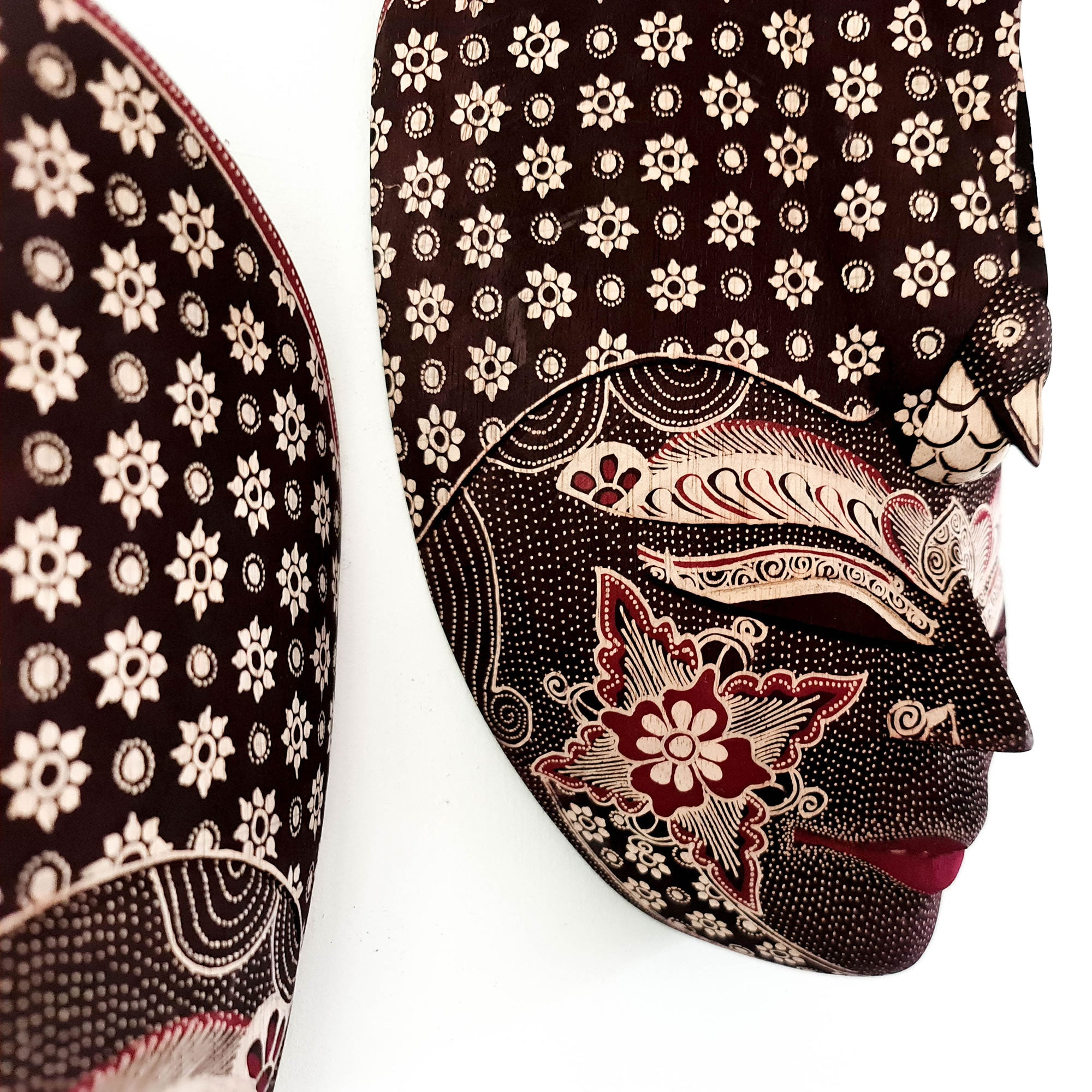 Hand Carved Hand Painted Batik Mask - Decorative Wall Art Perfect Gift Sculpture