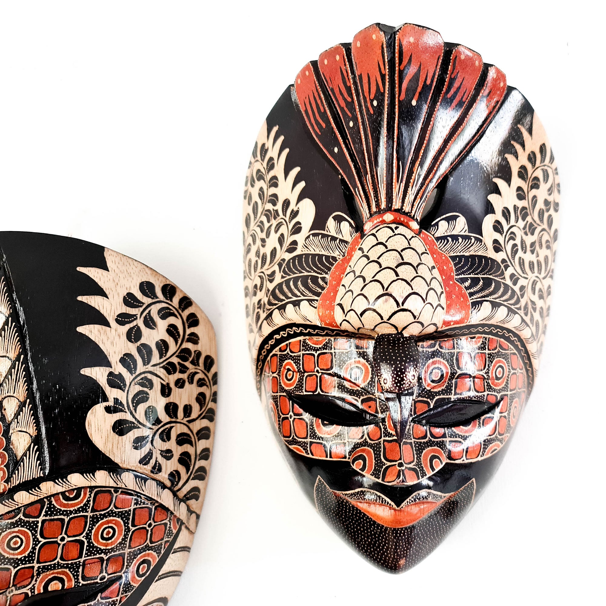 Hand Carved Hand Painted Batik Mask - Decorative Wall Art Perfect Gift Sculpture