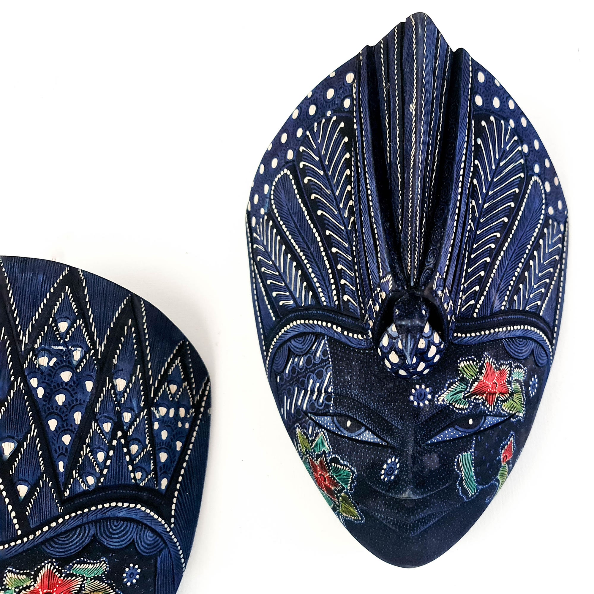 Hand Carved Hand Painted Batik Mask - Decorative Wall Art Perfect Gift Sculpture
