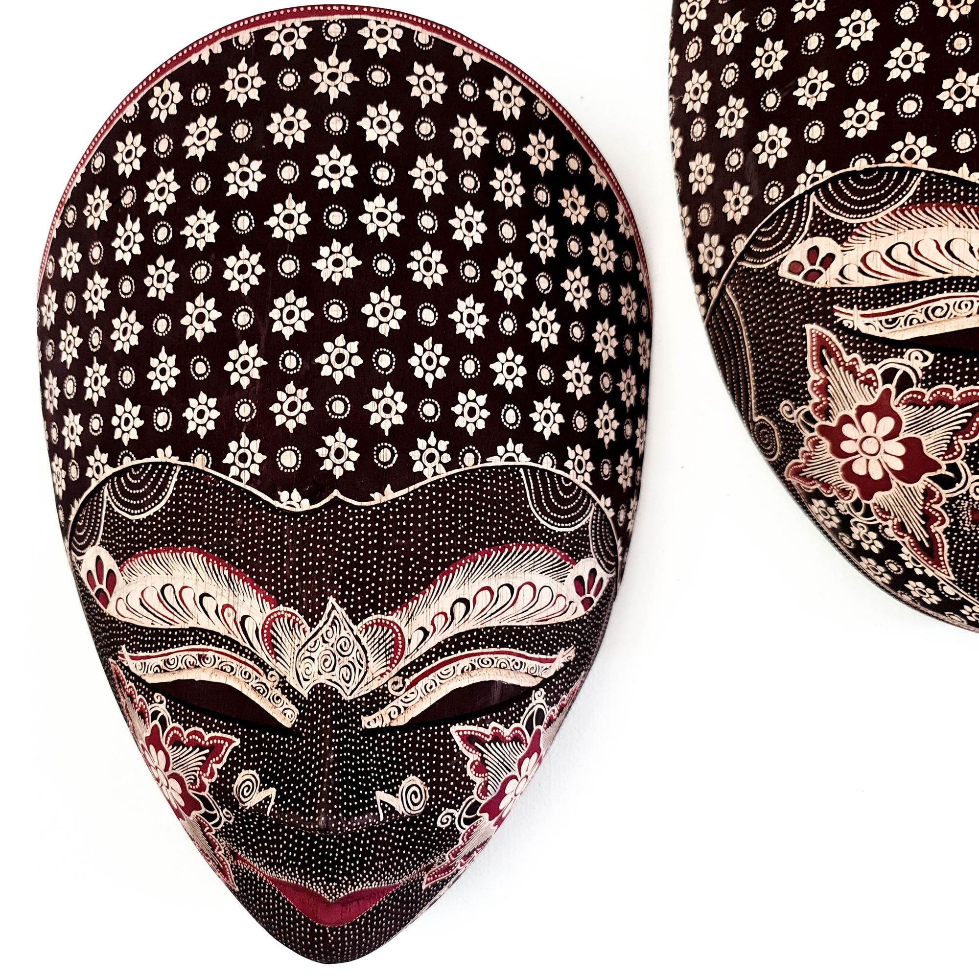 Hand Carved Hand Painted Batik Mask - Decorative Wall Art Perfect Gift Sculpture
