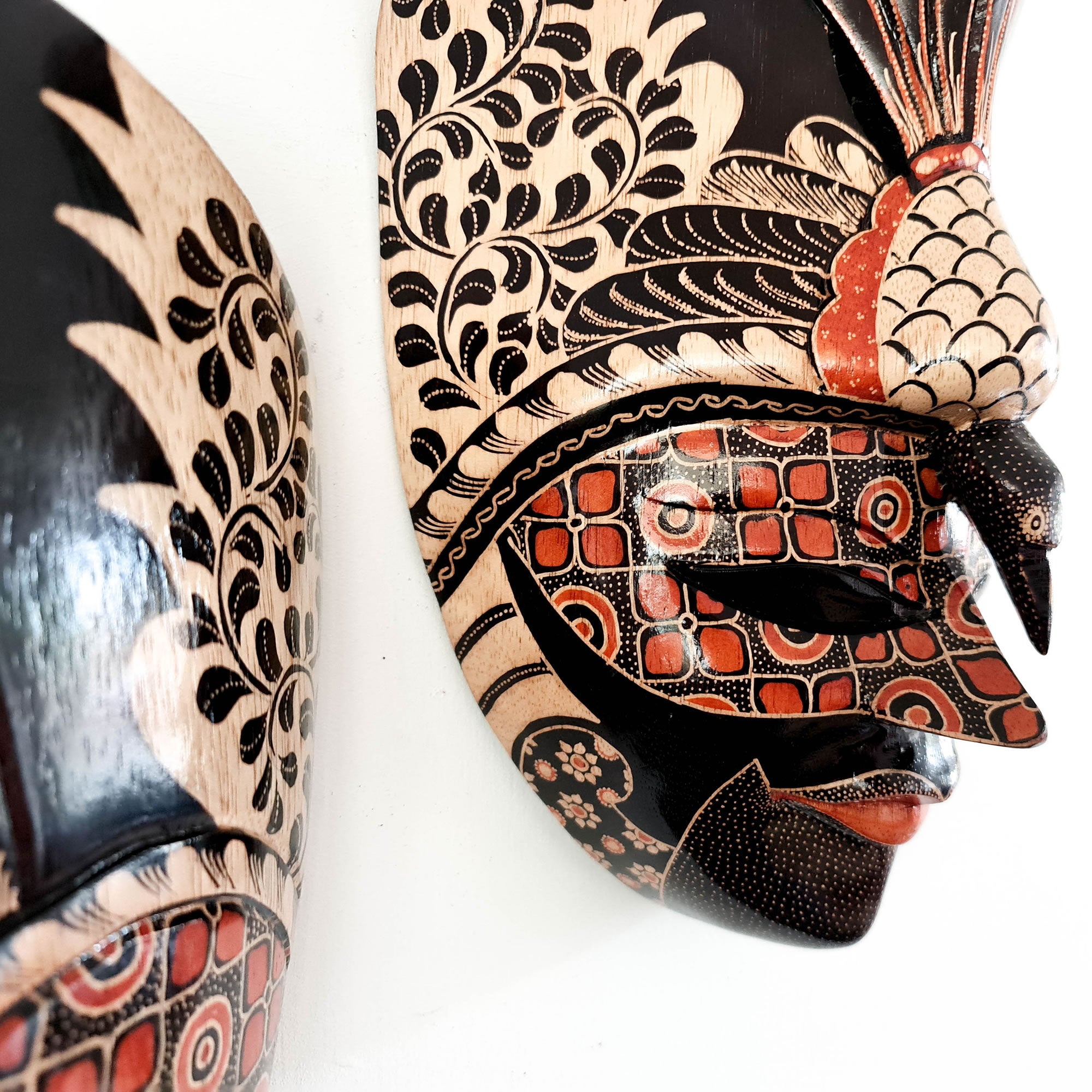 Hand Carved Hand Painted Batik Mask - Decorative Wall Art Perfect Gift Sculpture