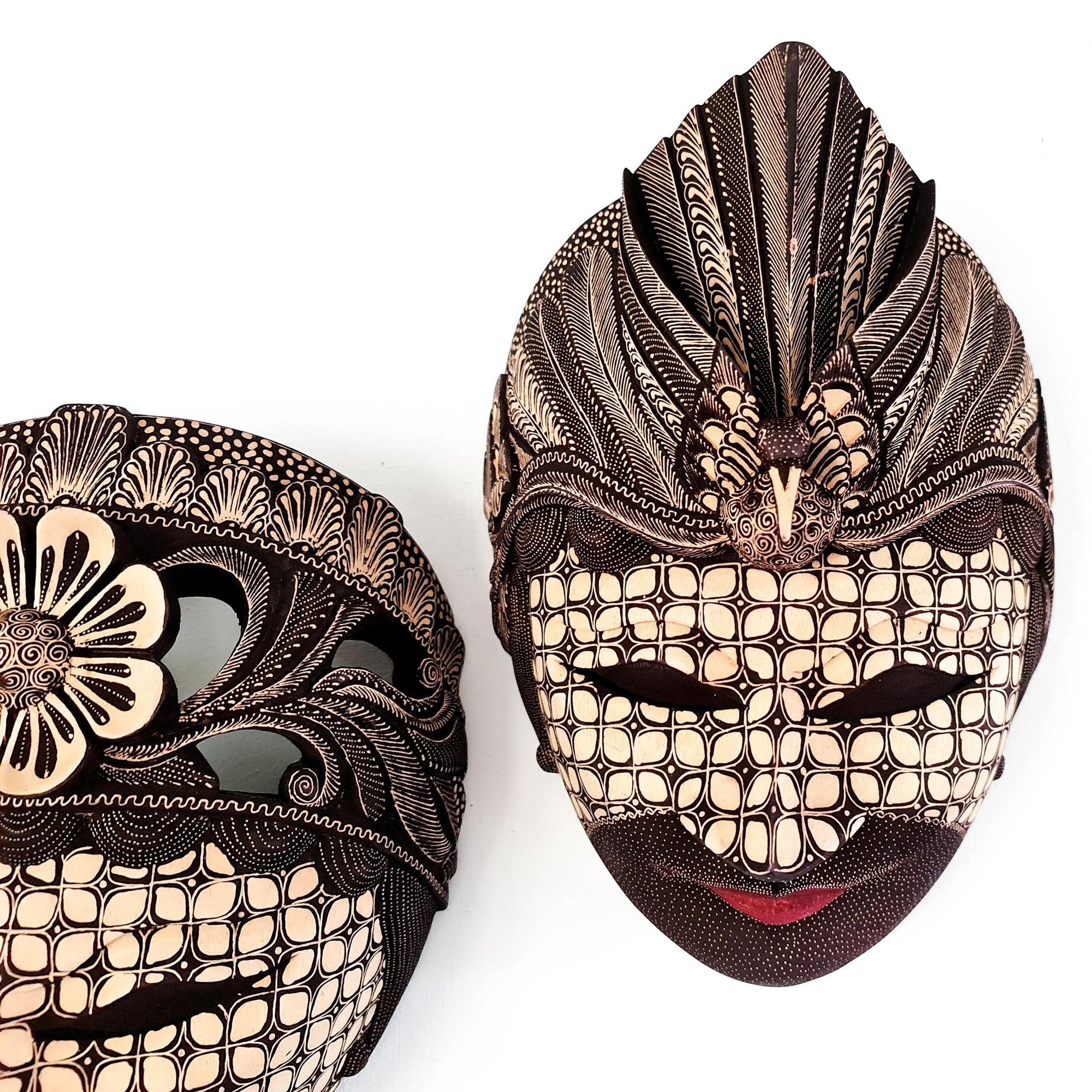 Hand Carved Hand Painted Batik Mask - Decorative Wall Art Perfect Gift Sculpture