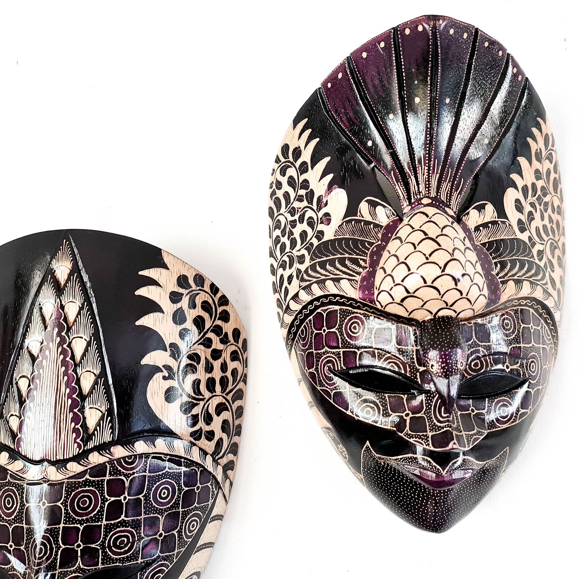 Hand Carved Hand Painted Batik Mask - Decorative Wall Art Perfect Gift Sculpture