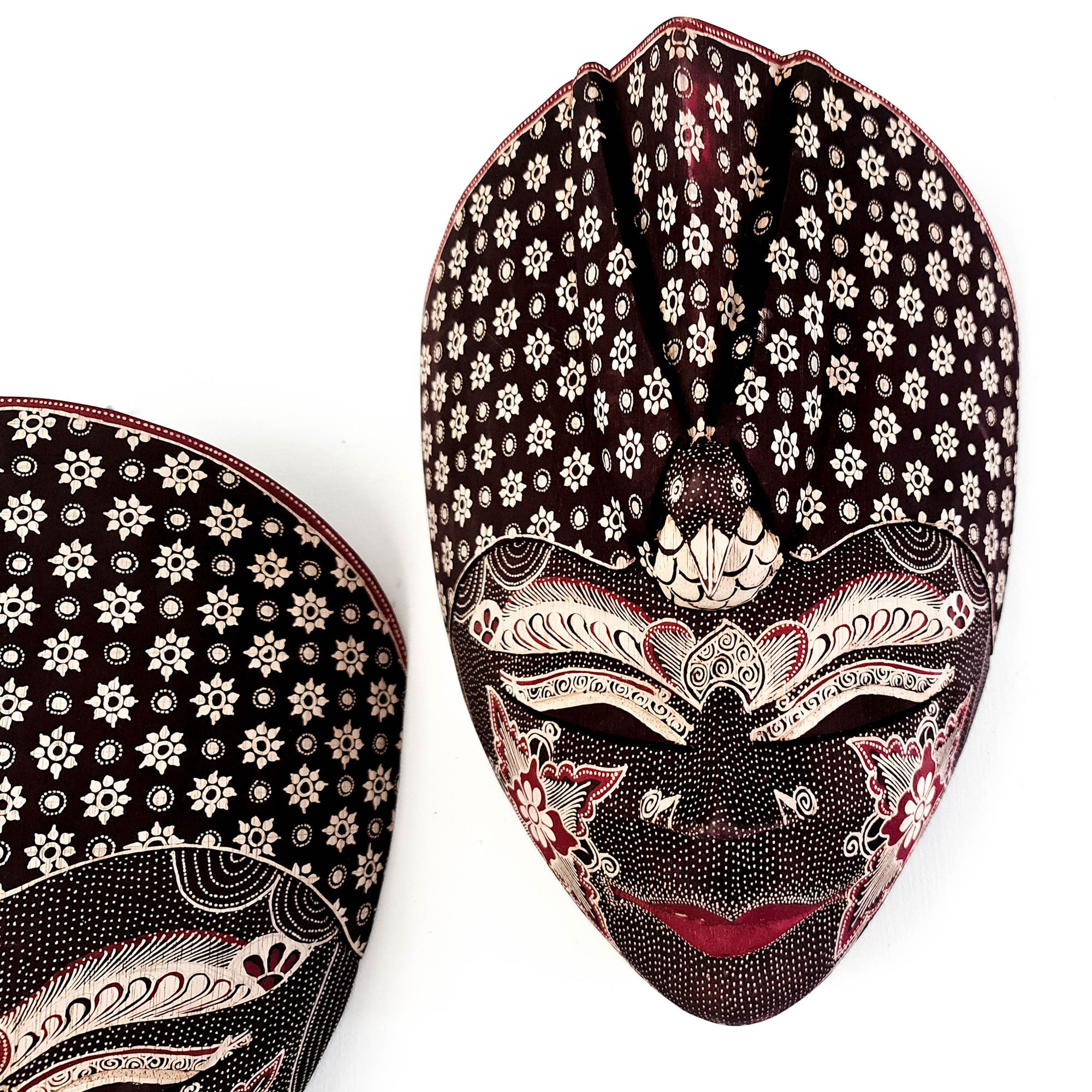 Hand Carved Hand Painted Batik Mask - Decorative Wall Art Perfect Gift Sculpture