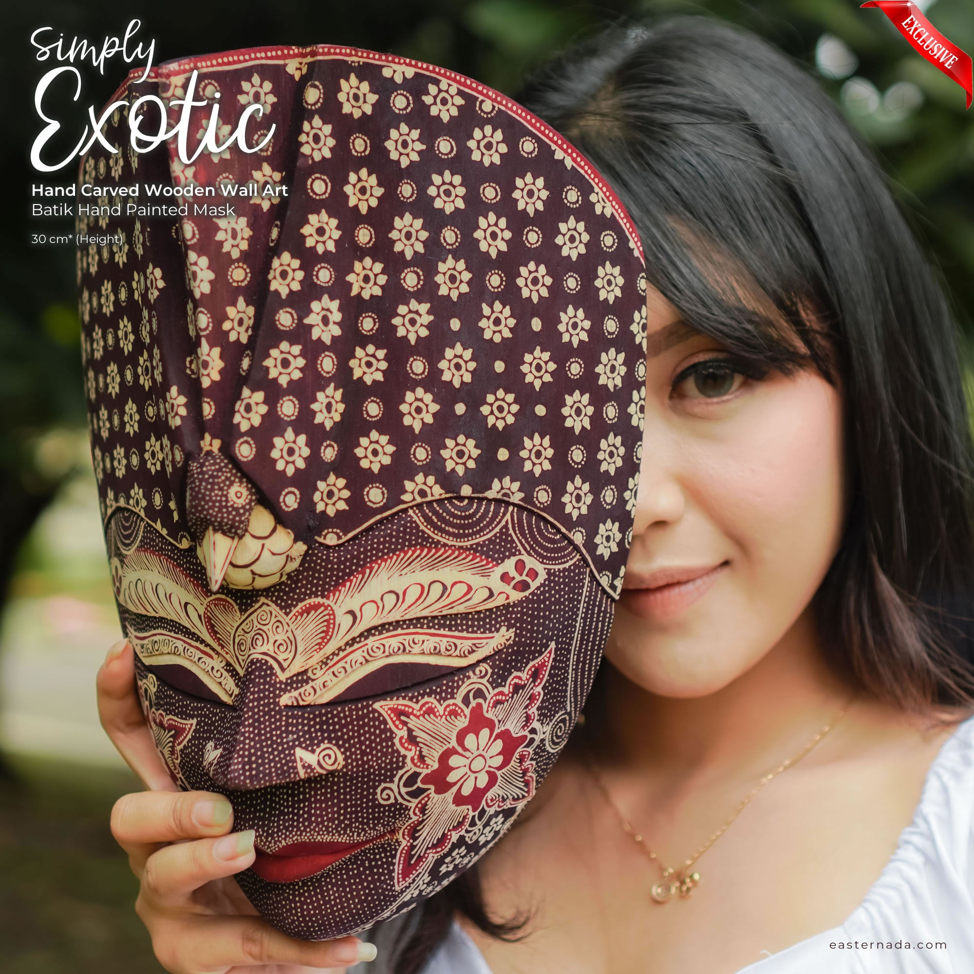 Hand Carved Hand Painted Batik Mask - Decorative Wall Art Perfect Gift Sculpture