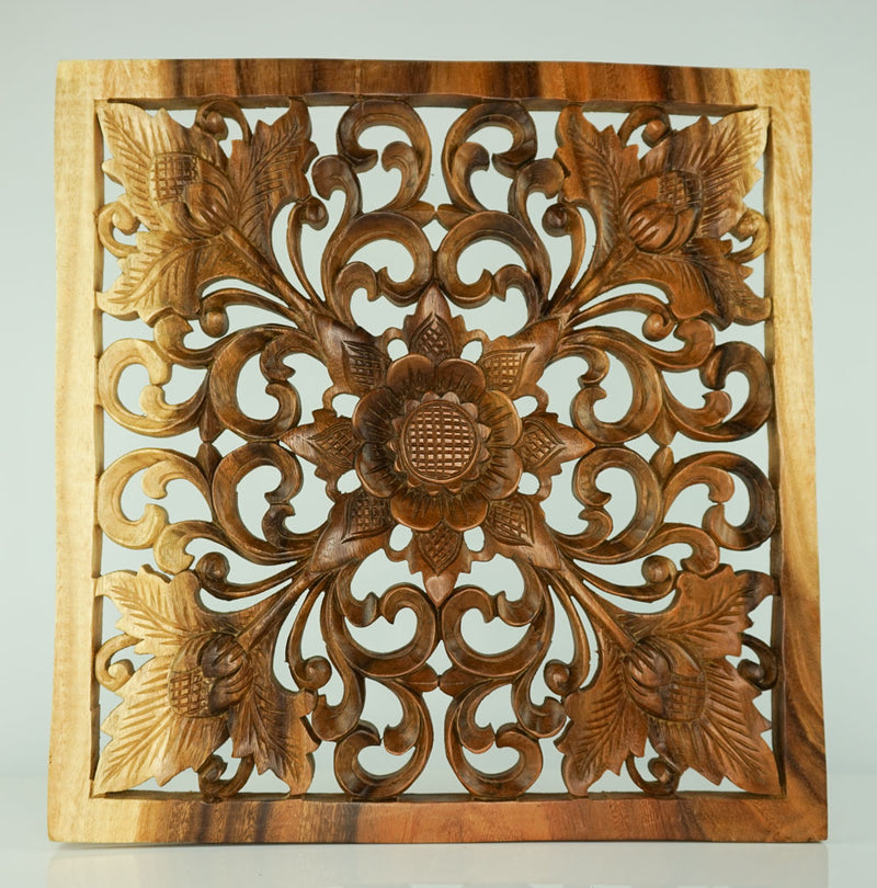 Handmade Carved Wooden Decorative Wall Art Panel - Easternada