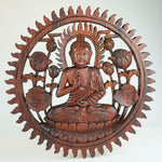 Hand Carved Wooden Decorative Panel Buddha - EasternadaHand Carved Wooden Wall Art Sitting Buddha  Peace Yoga Art