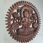 Hand Carved Wooden Decorative Panel Buddha - Easternada