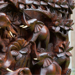 Wild Elephants Carved Wooden Decorative Panel - Easternada