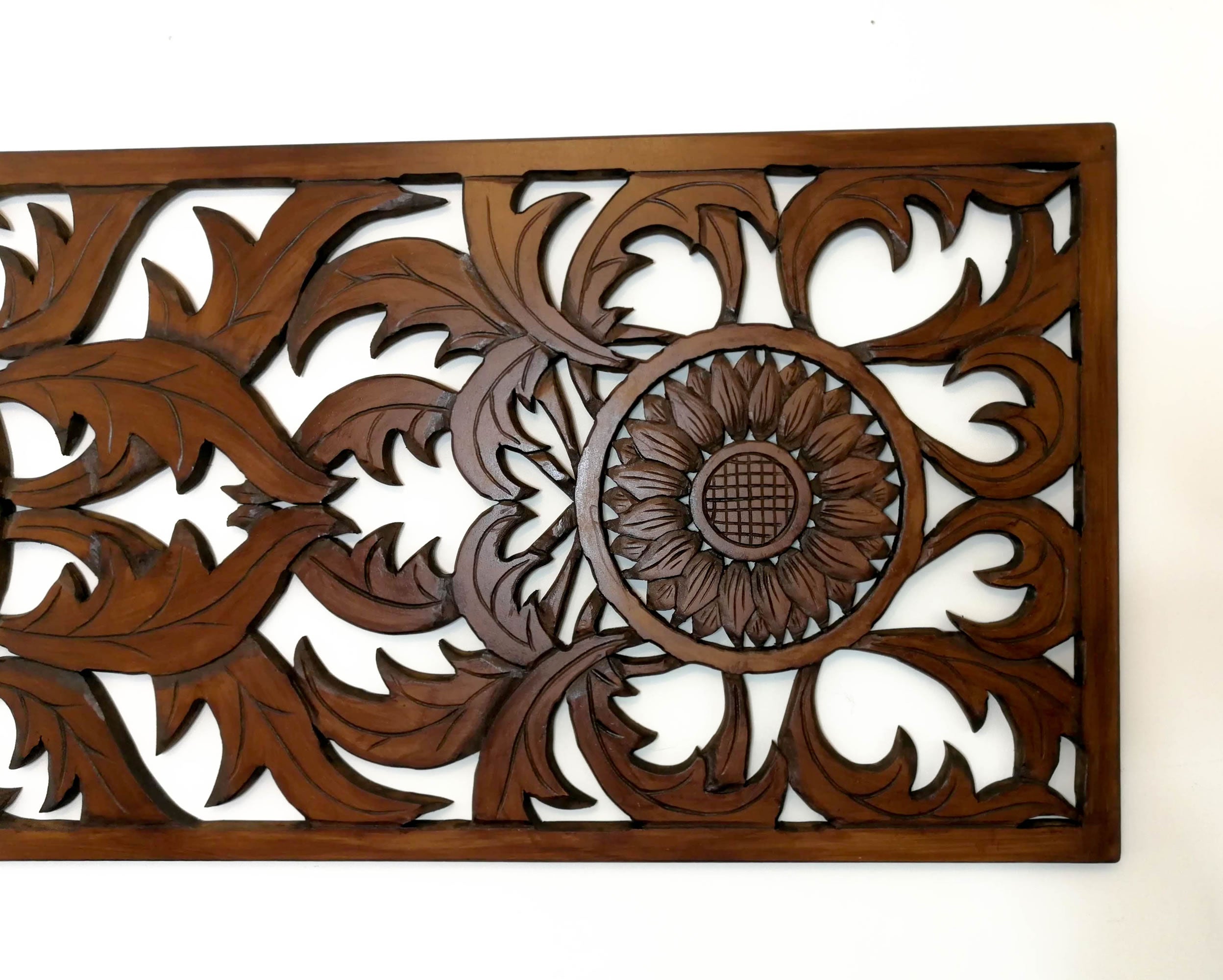 Large king Size Mandala Headboard - Handmade Carved Wooden Wall Art Lotus