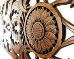 Large king Size Mandala Headboard - Handmade Carved Wooden Wall Art Lotus