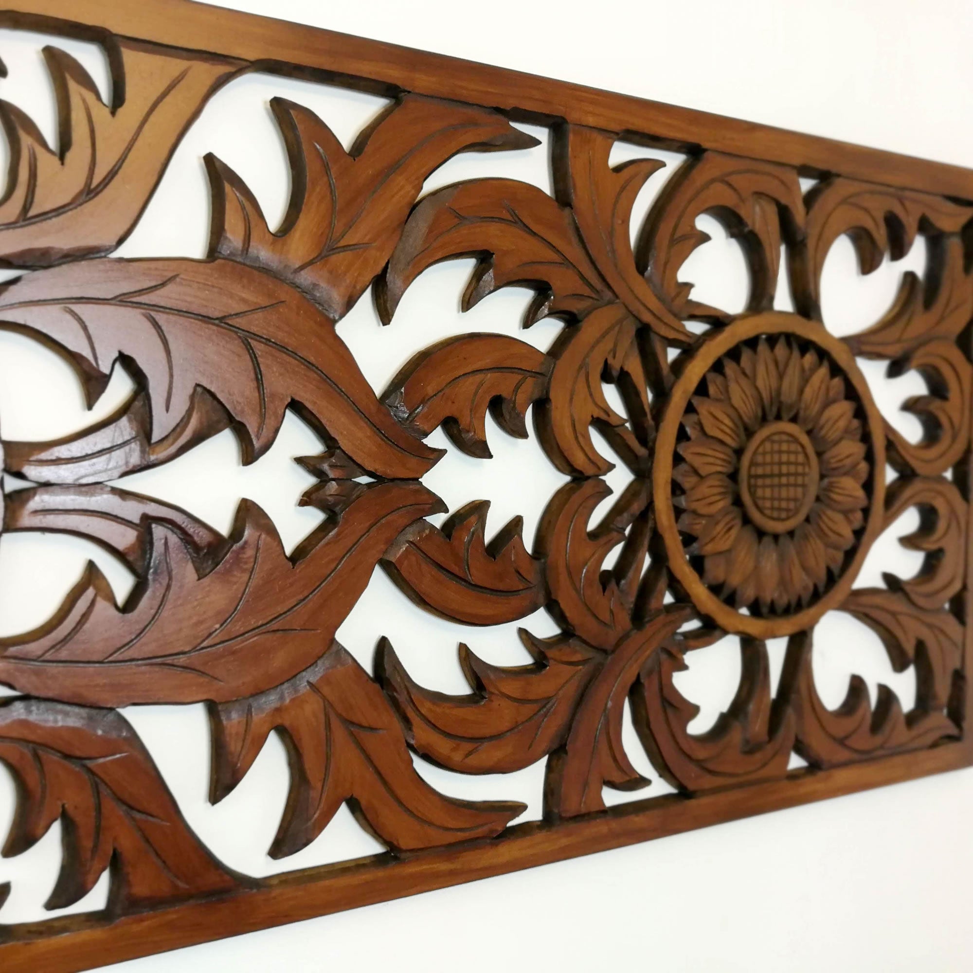 Large king Size Mandala Headboard - Handmade Carved Wooden Wall Art Lotus