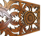 Large king Size Mandala Headboard - Handmade Carved Wooden Wall Art Lotus