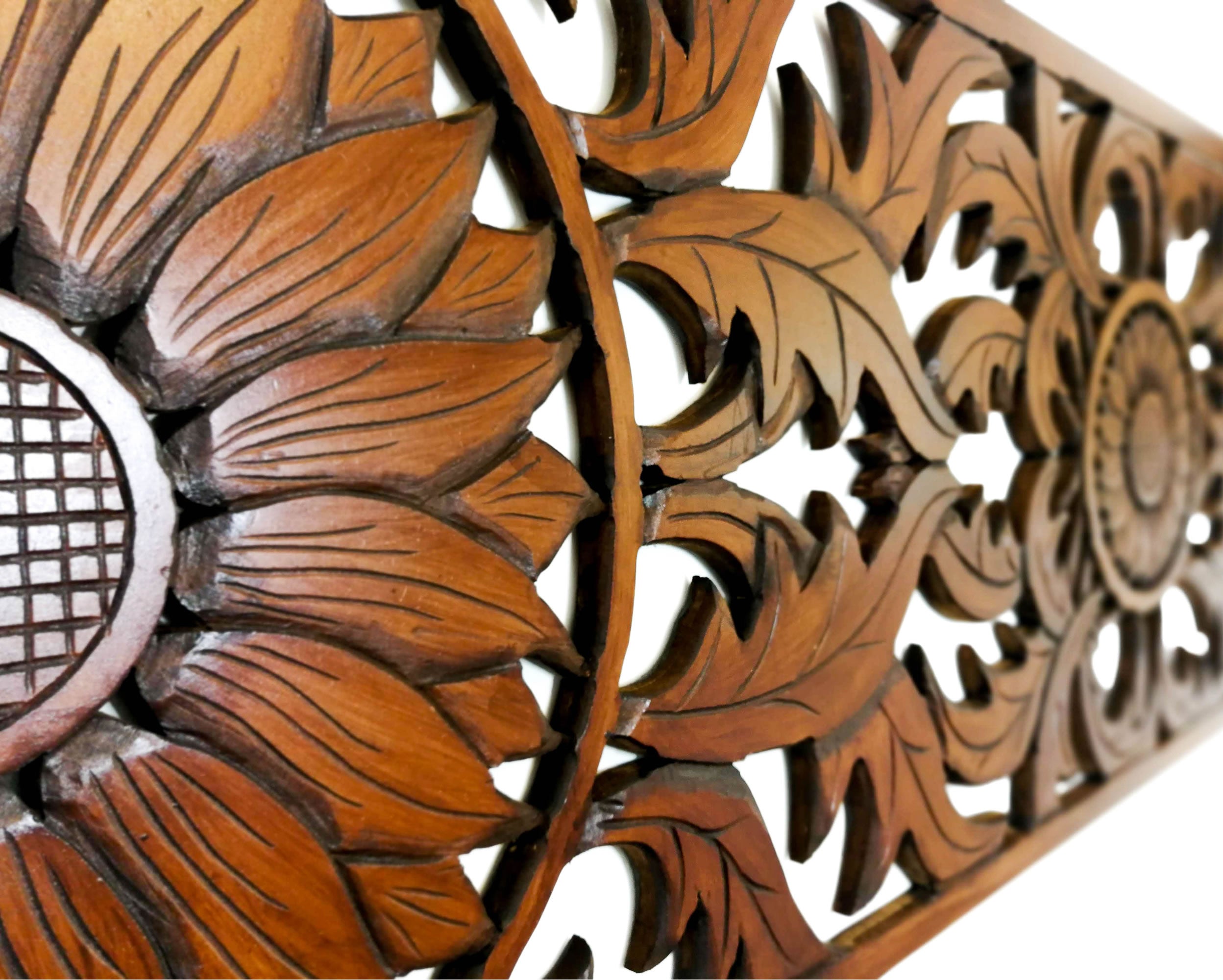 Large king Size Mandala Headboard - Handmade Carved Wooden Wall Art Lotus