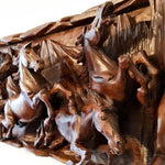 Hand Carved Wild Horses Long Decorative Sculpture Art - Horse Riding Gift