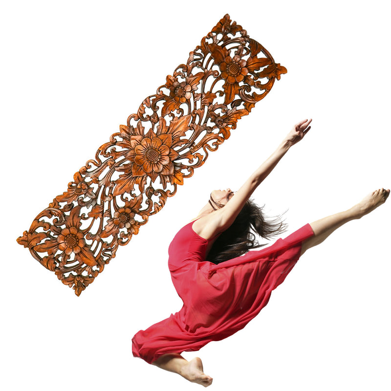 Handmade Wooden Carved Decorative Wall Headboard Panel