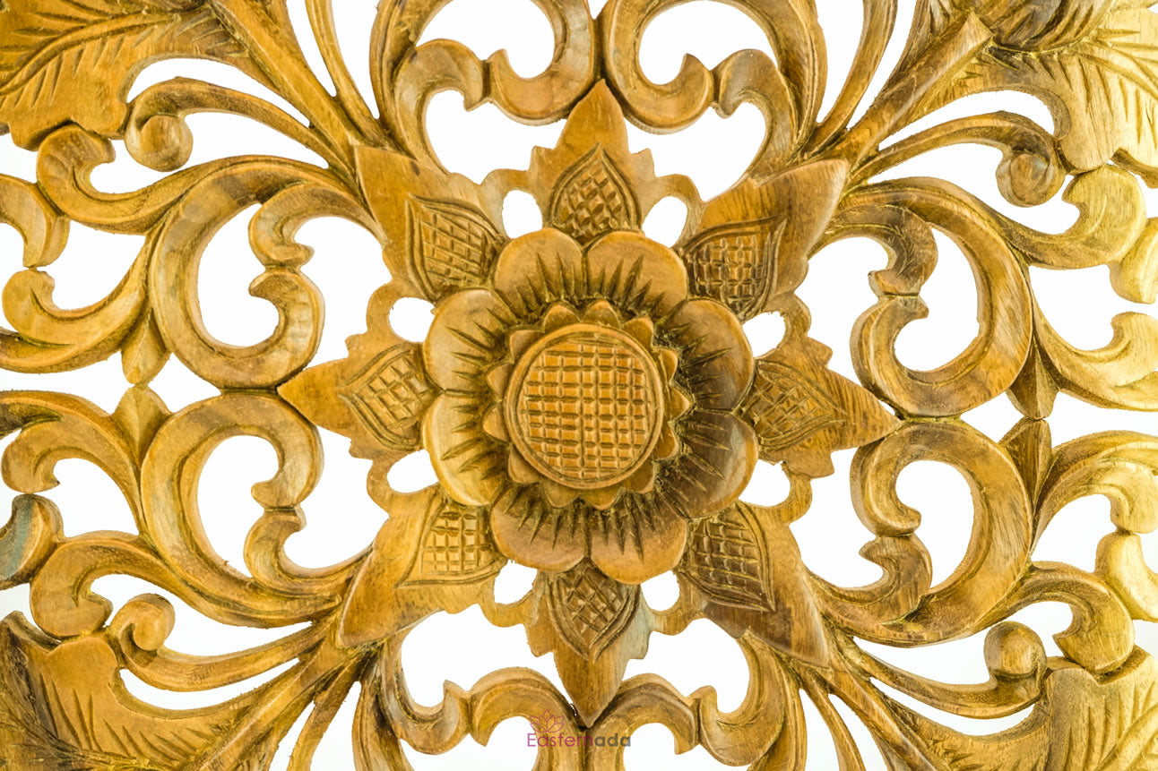 Handmade Carved Wooden Decorative Wall Art Panel - Easternada
