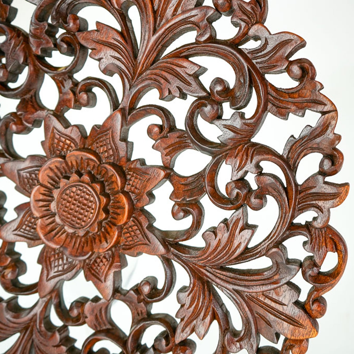 Handmade Carved Wooden Decorative Wall Art Mandala Panel - Easternada