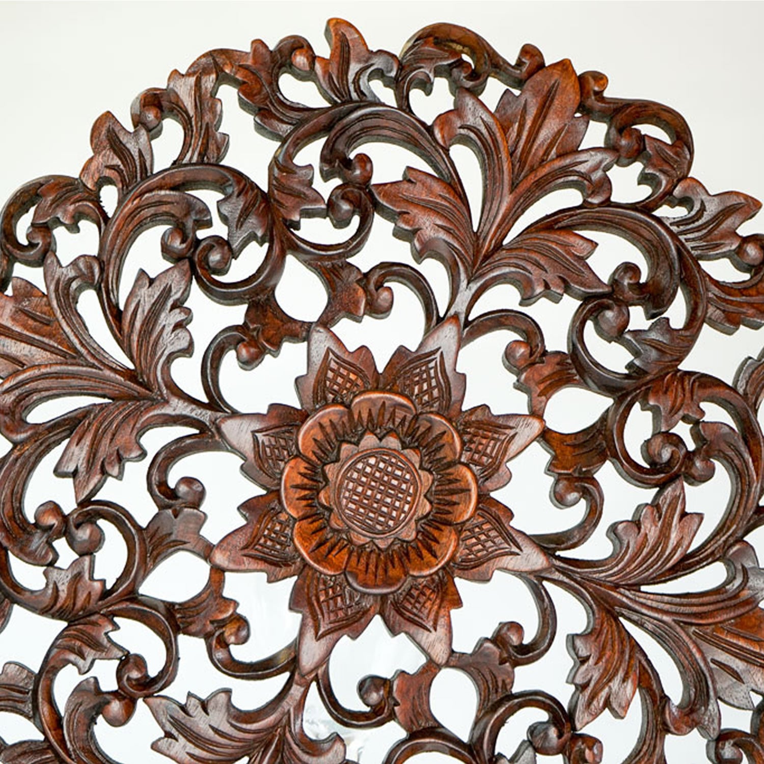 Handmade Carved Wooden Decorative Wall Art Mandala Panel - Easternada