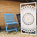 Hand Carved Painted Wooden Wall Art - Large Headboard Decorative Mandala Yoga Panel