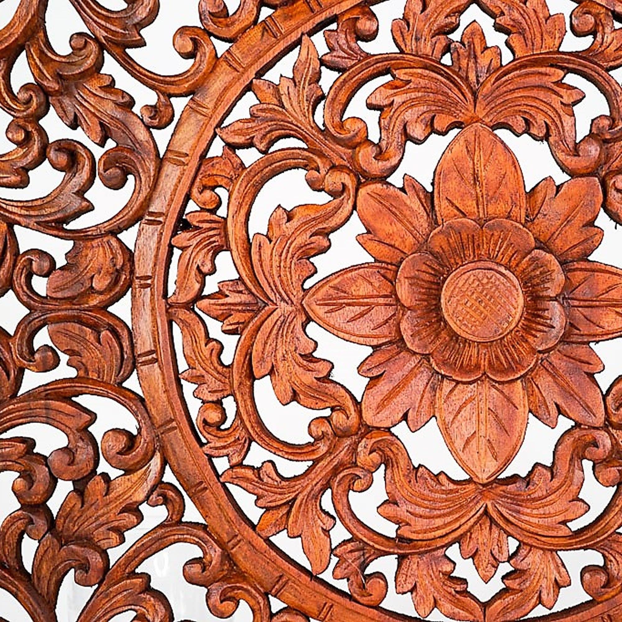 Hand Carved Wooden Decorative Large Headboard Panel MYSTIC LOTUS - Easternada