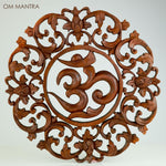 Hand Carved Wooden Decorative Panel OM MANTRA - Easternada