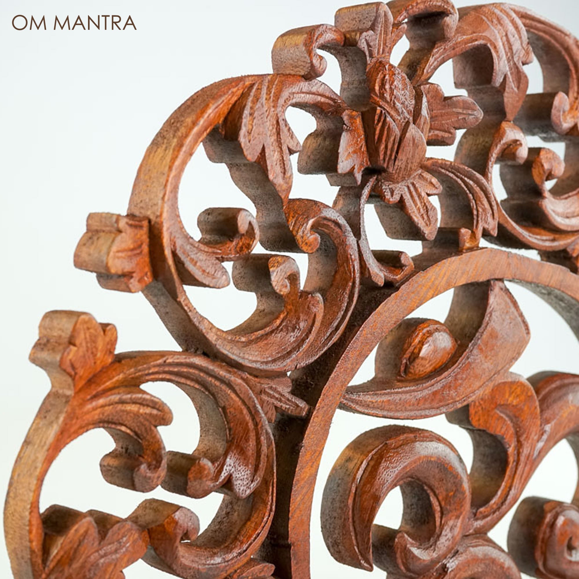 Hand Carved Wooden Decorative Panel OM MANTRA - Easternada