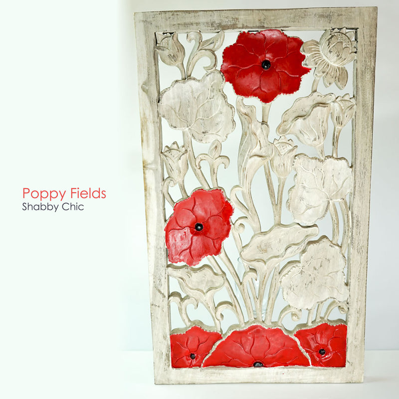 Handmade Carved Wooden Decorative Wall Art Lotus Panel - Easternada