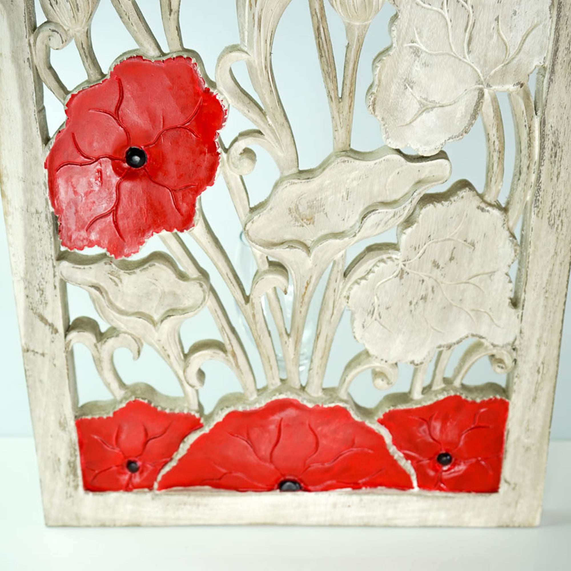 Handmade Carved Wooden Decorative Wall Art Lotus Panel - Easternada