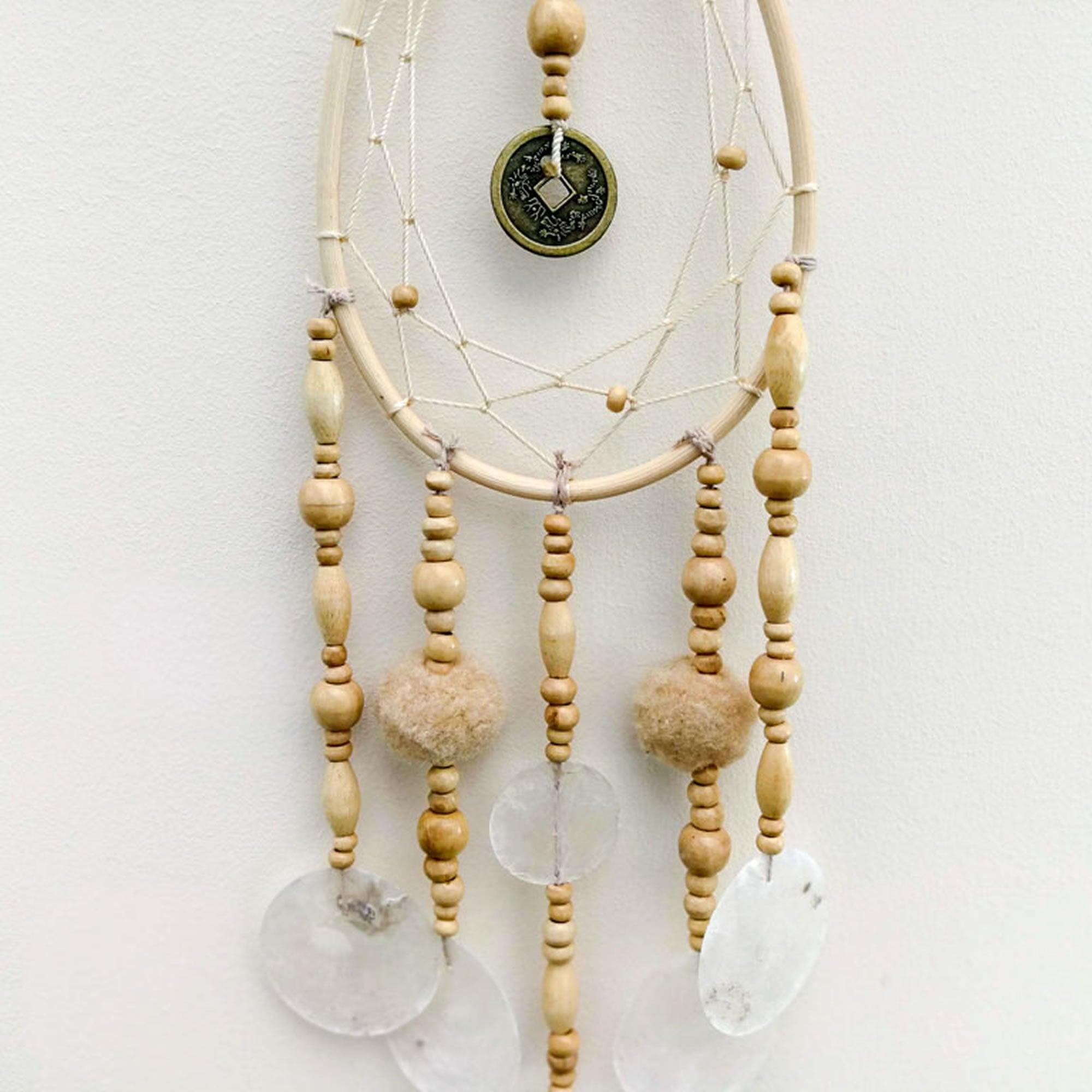 Bohemian Macrame Hanging Dream Catcher - EasternadaThis handmade dream catcher is a unique piece with real sea shells and wooden beads. Bohemian Style Handmade Decorative Hanging Macramé Dream Catcher