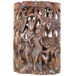 Radha Krishna Hand Carved Wood Panel - Easternada
