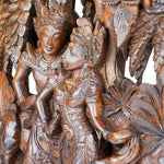 Radha Krishna Hand Carved Wood Panel - Easternada