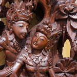 Radha Krishna Hand Carved Wood Panel - Easternada