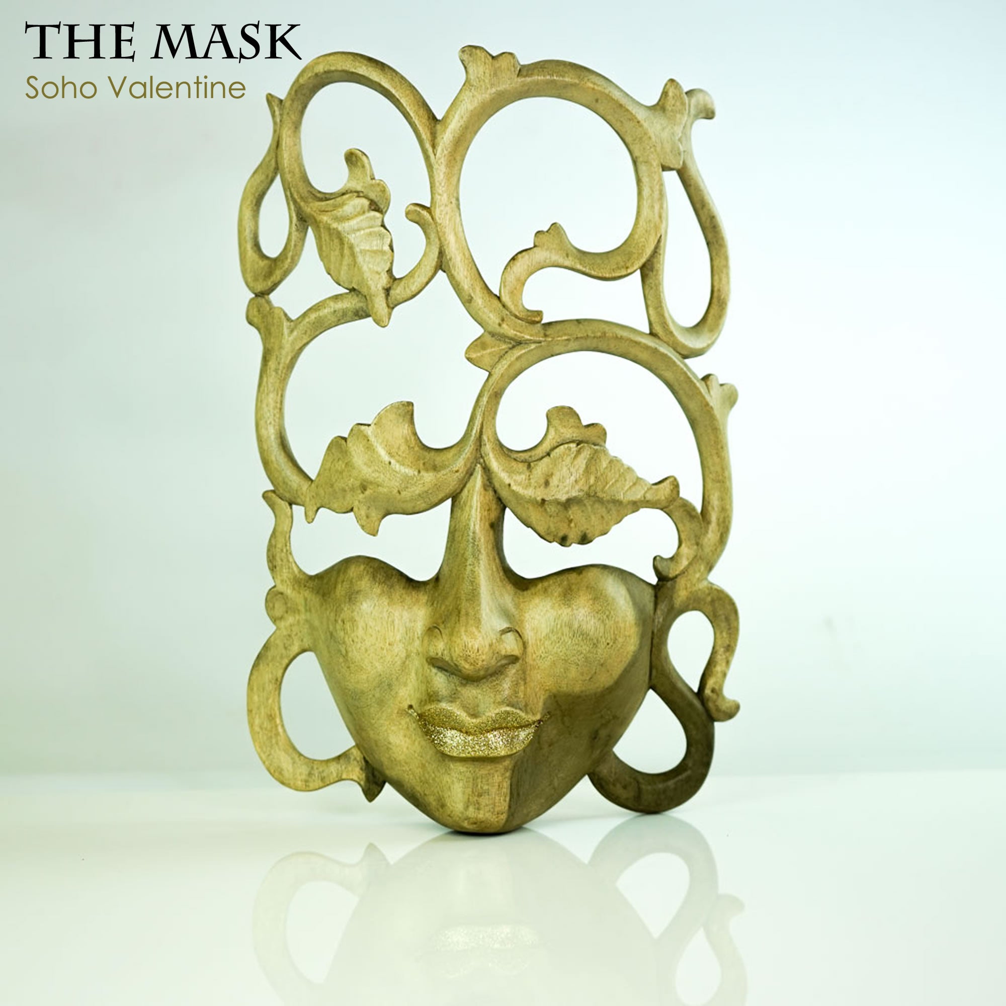 Handmade Carved Wooden Decorative Wall Art Italian Mask Soho Valentine - Easternada