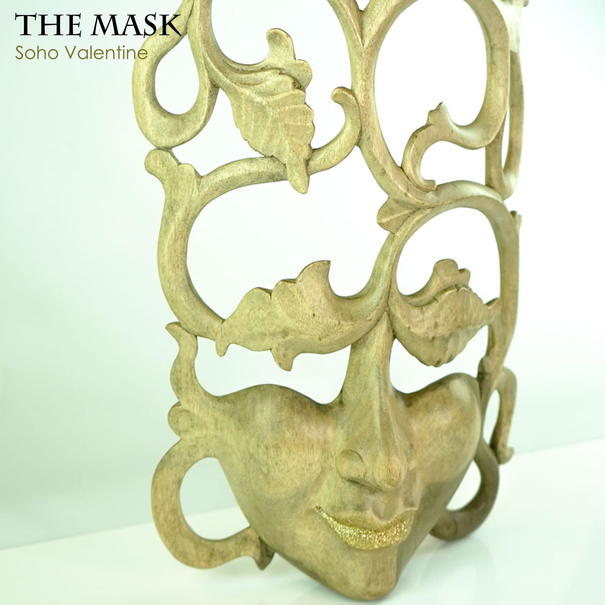 Handmade Carved Wooden Decorative Wall Art Italian Mask Soho Valentine - Easternada
